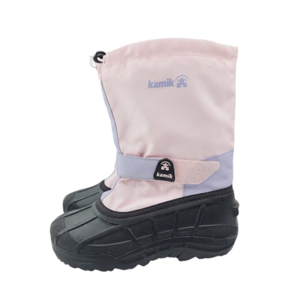 Kamik Girl's Black Pink Mid-Calf Outdoor Winter Snow Boots Size US 5